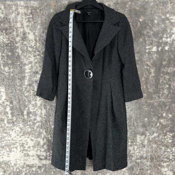Zara Basic Size M Woold Blend Notched Outdoor Single Button Coat Black Lined - Picture 2 of 8